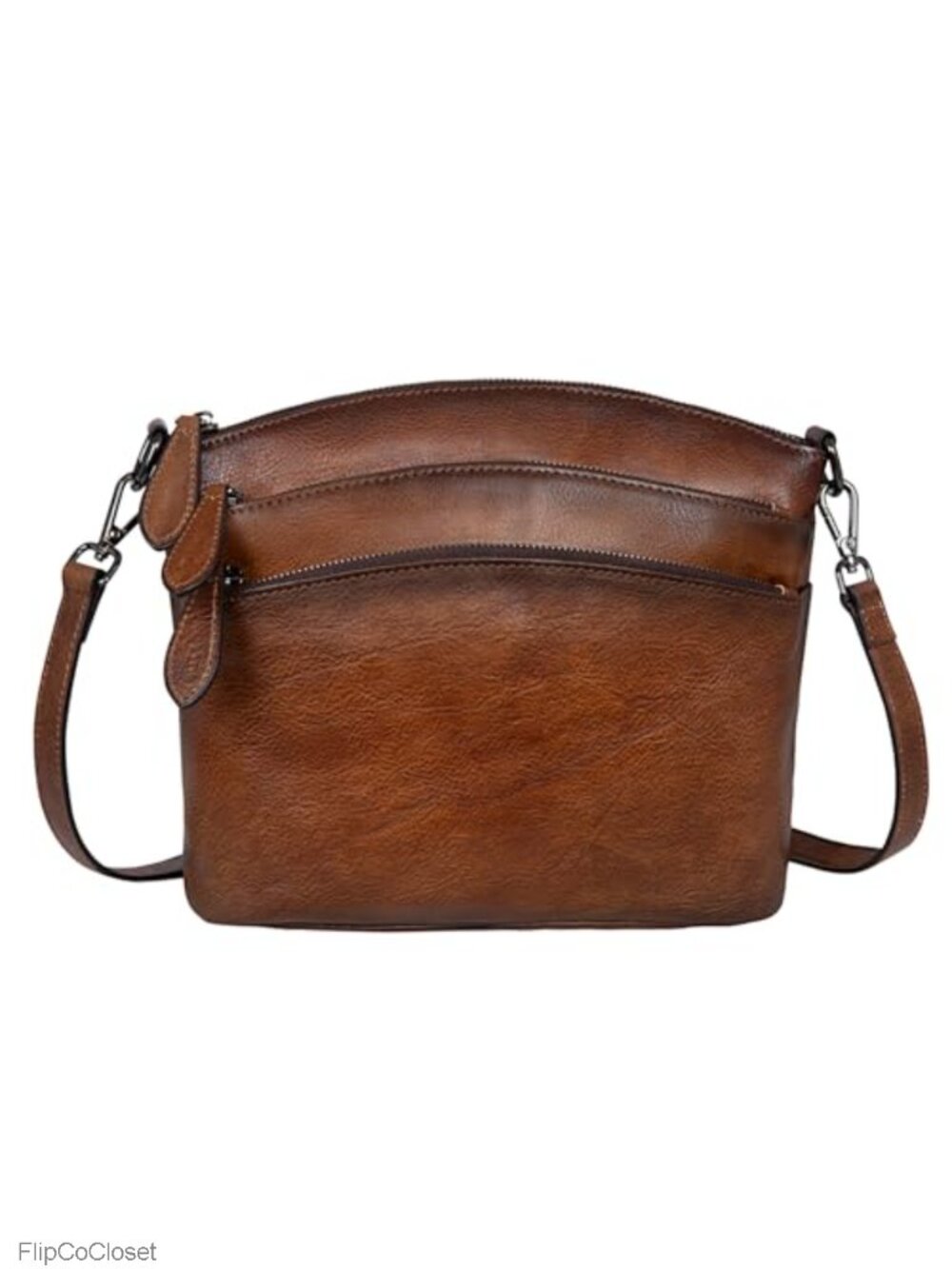 Vegetable Tanned Leather Crossbody Bag Adjustable Strap Travel